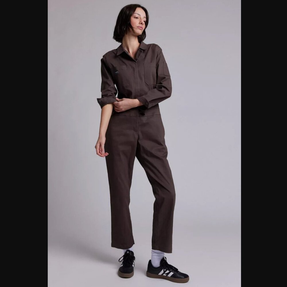WILDFANG Essential 100% Cotton Brown Long Sleeve Coverall Jumpsuit women 3X